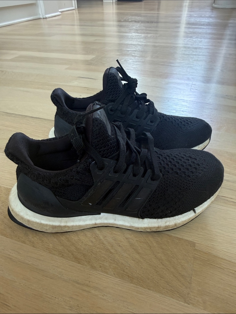 adidas Black Knit Running Shoes with White Midsole